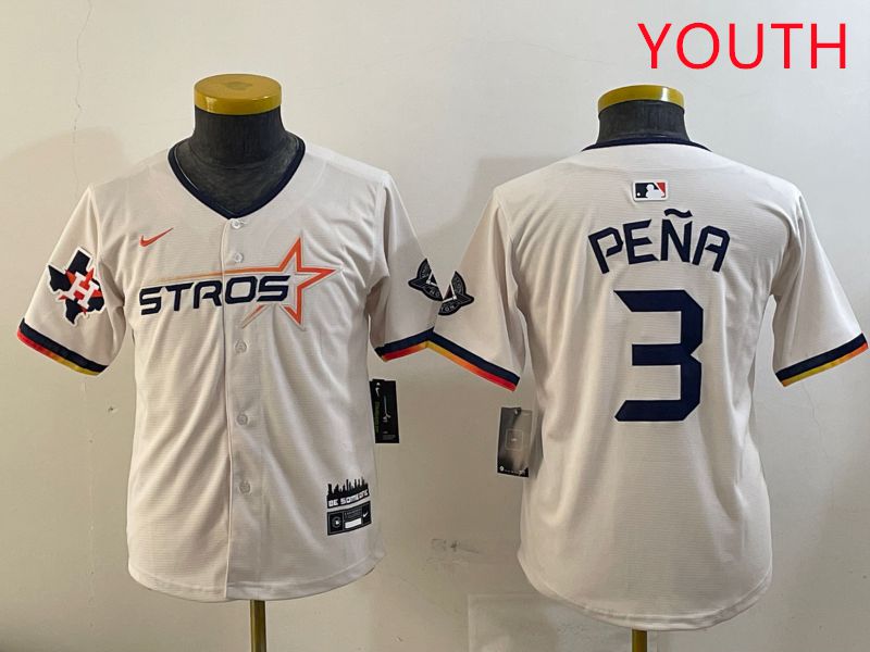 Youth Houston Astros 3 Pena Cream Three generations Joint Name 2025 Nike MLB Jersey style 4113